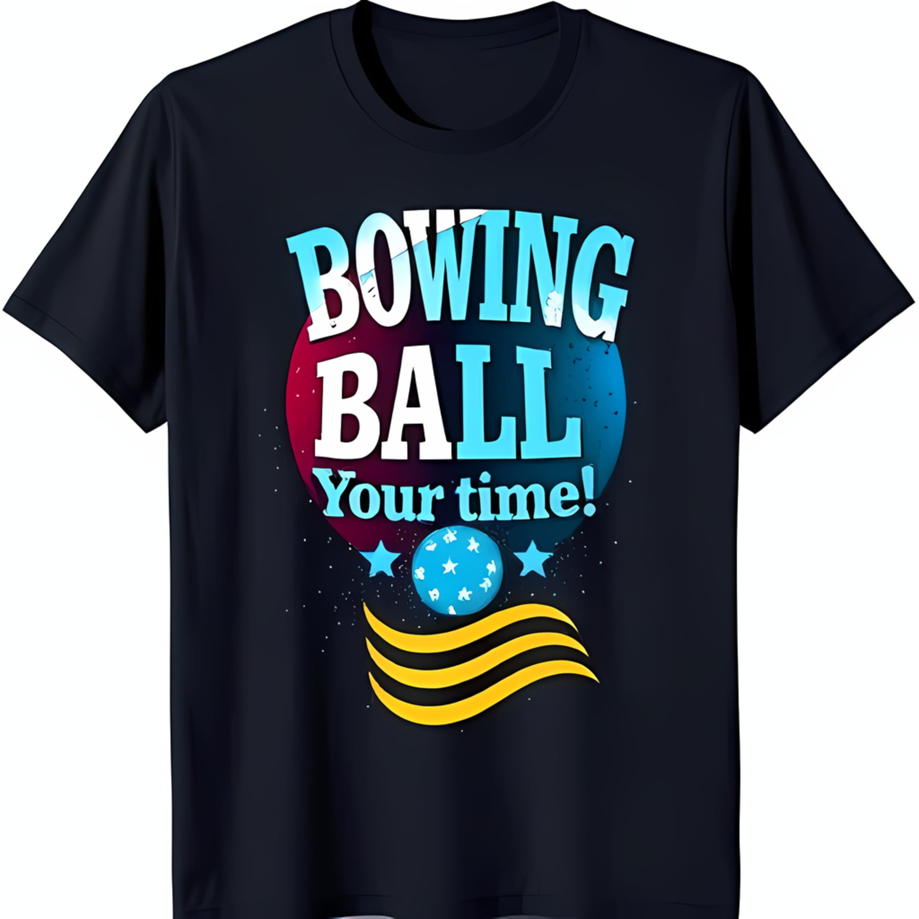 Black TShirt with 'Bowling Ball ' Graphic Colorful Bowling Balls
