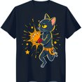 Black TShirt with Cartoon Black Cat in Red Boxing Gloves & Belt