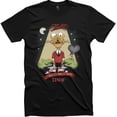 thumbnail image 1 of Black T-Shirt with Cartoon Character in Red Sweater The Design with Heart and, 1 of 5