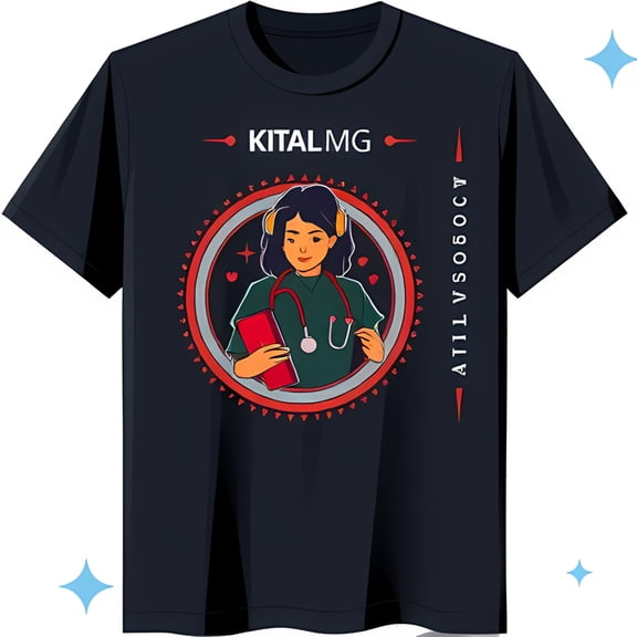 Black T-Shirt with Cartoon Design KITALMG & ATILVSOSOCY Print