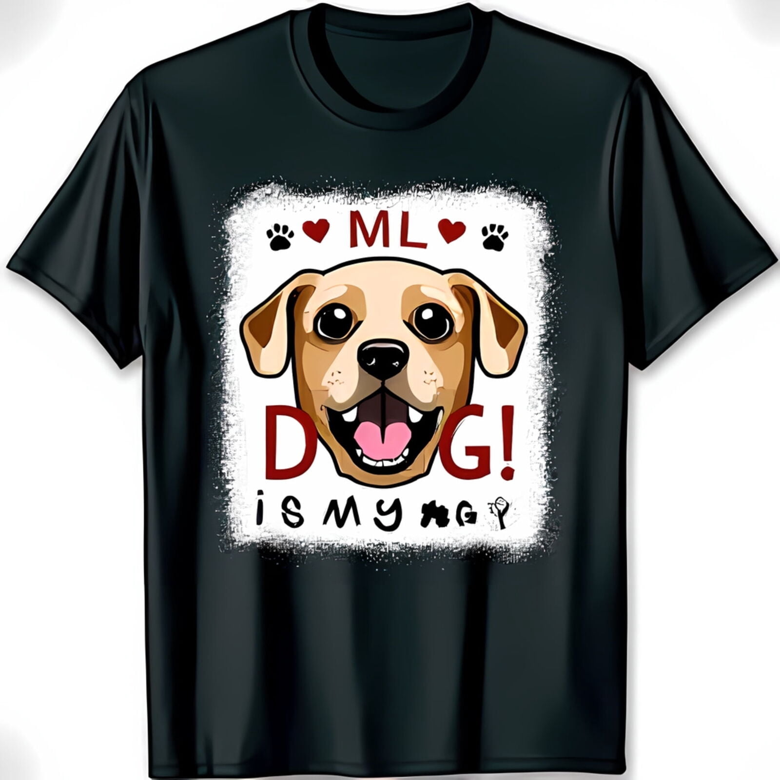 Black T-Shirt with Cartoon Dog Graphic ML DOG is my Design - Walmart.com