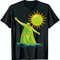thumbnail image 1 of Black T-Shirt with Cartoon Figure in Green Robe & Sun Graphic, 1 of 5