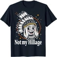 thumbnail image 1 of Black T-Shirt with Cartoon Headdress Design 'Not my Hillage' Graphic Tee, 1 of 5