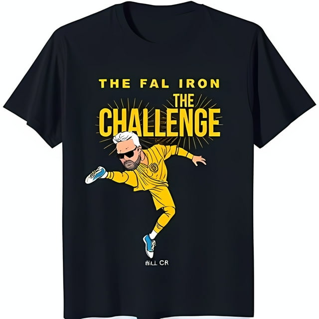 Black TShirt with Cartoon Soccer Character Kicking Ball 'The Fal the