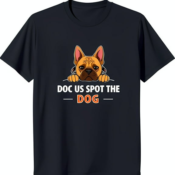 Black T-Shirt with Cartoon & ' Us Spot The Dog' Design