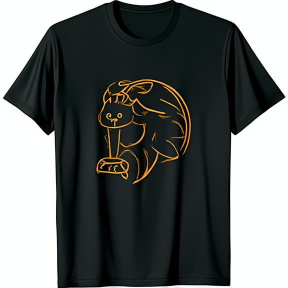 Black T-Shirt with Cat Holding Controller Cute Gamer Design