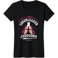 thumbnail image 1 of Black T-Shirt with Cheerleader Graphic Pink Pom Poms & Fun Text Design, 1 of 5