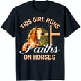 Black TShirt with Circular Graphic 'This Girl Runs Faiths on Horses