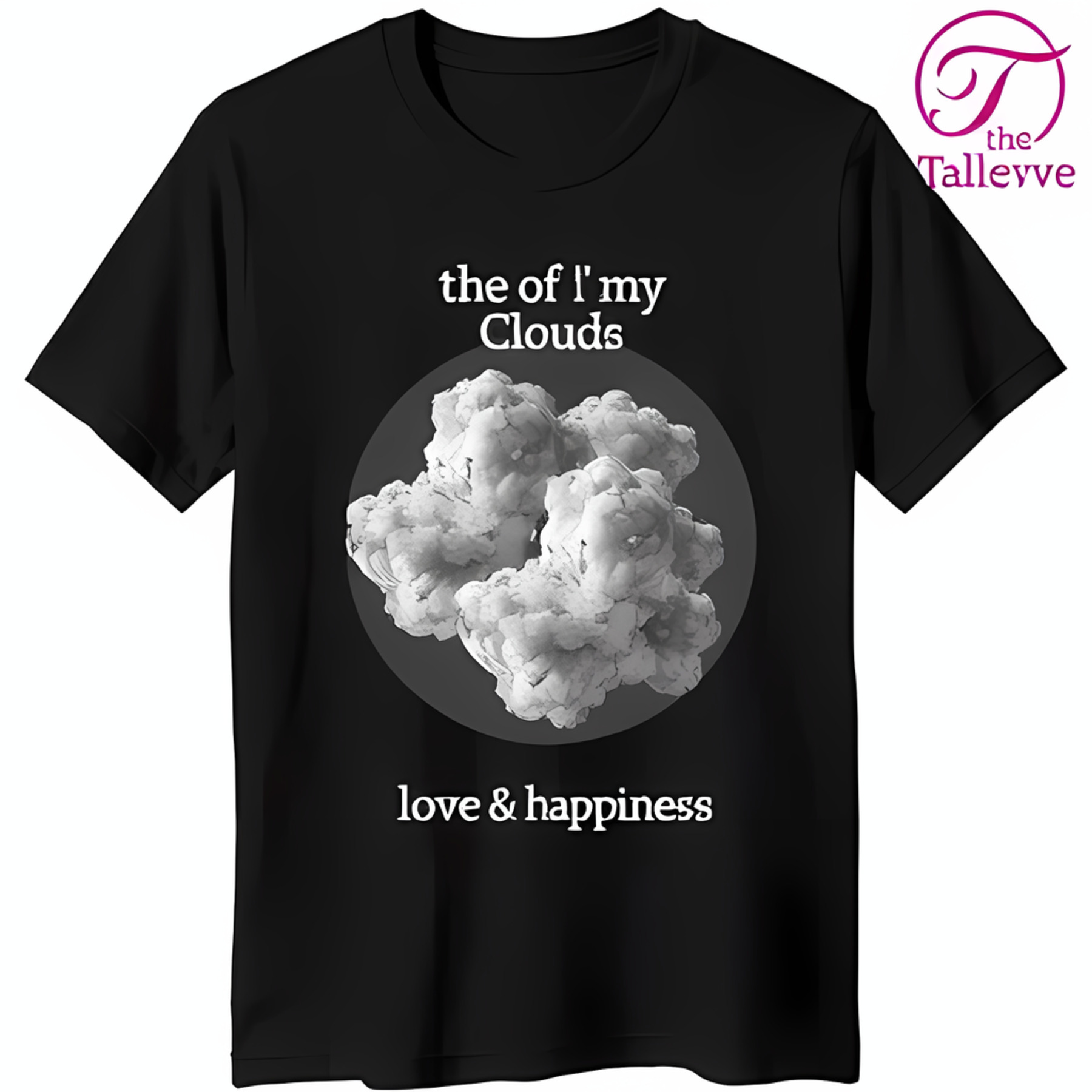 Black TShirt with Cloud Graphic 'the of I'm my clouds' & 'love