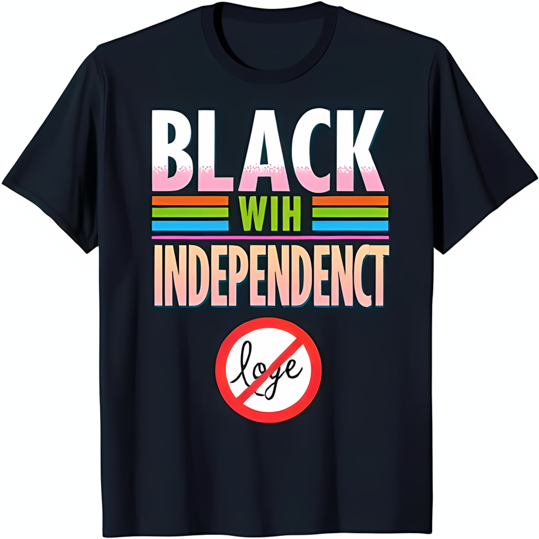 Black TShirt with Colorful 'Black With Independent' Graphic & Love