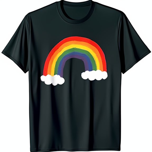 Black T-Shirt with Colorful Cartoon Design Fun & Playful