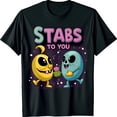 thumbnail image 1 of Black T-Shirt with Colorful Graphic STABS TO YOU Design Starry Night, 1 of 5