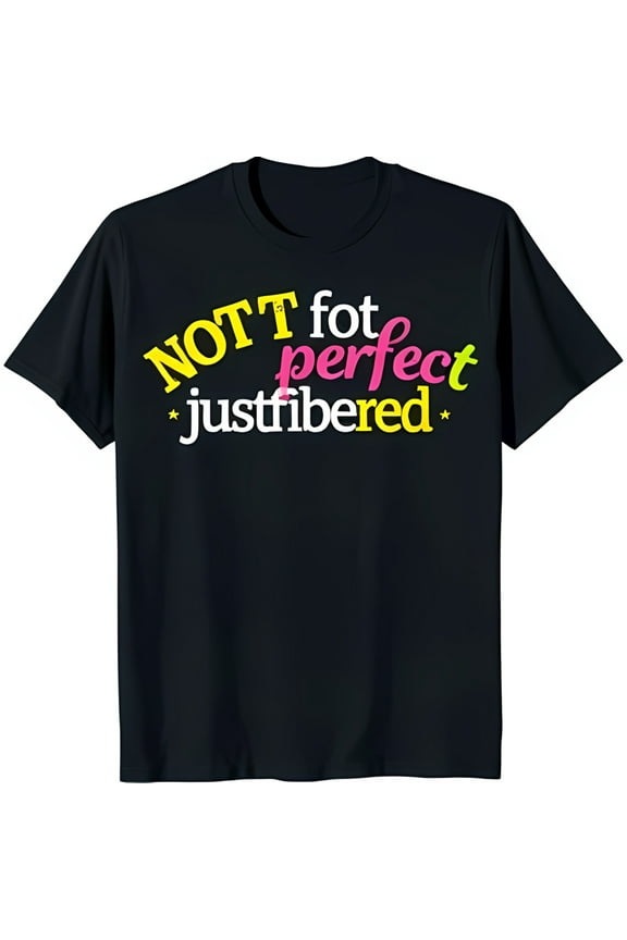 Black T-Shirt with Colorful NOTT fot justfibered Graphic Print