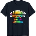 thumbnail image 1 of Black T-Shirt with Colorful Rainbow & Bold 'Rainbow Survival Let Teers' Design, 1 of 5