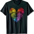 thumbnail image 1 of Black T-Shirt with Colorful Rainbow Heart Design Support LGBTQ Pride, 1 of 5