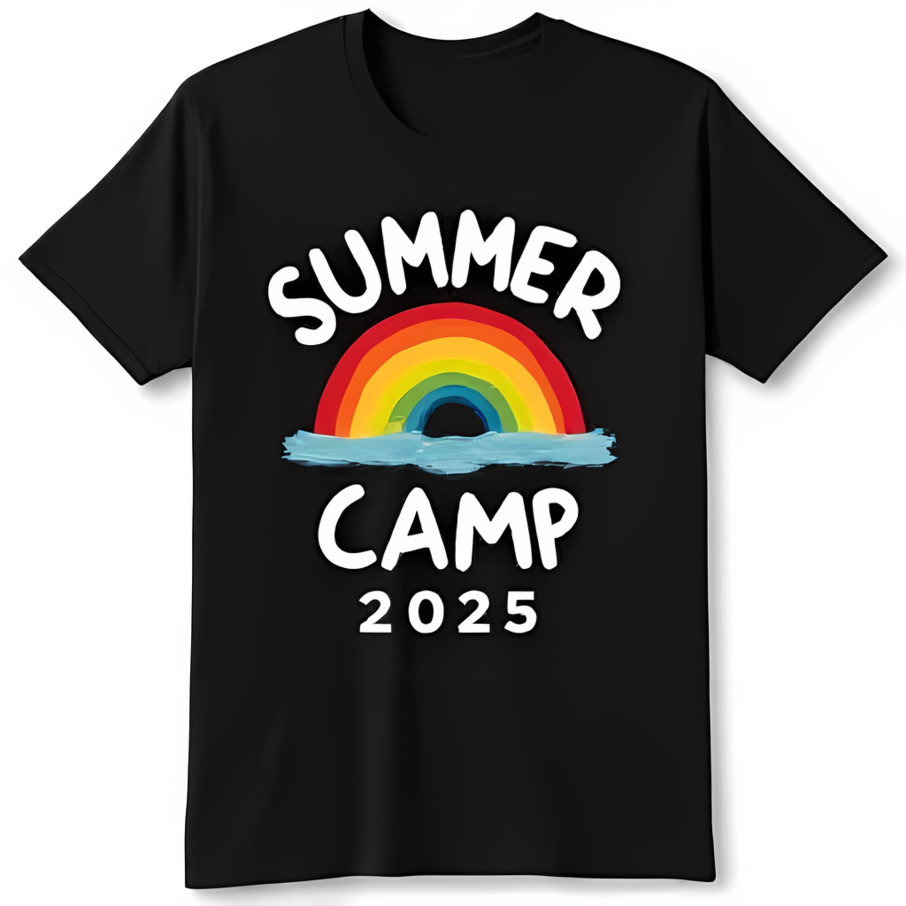 Black T-Shirt with Colorful Rainbow & Summer Camp 2025 Design - Walmart.com