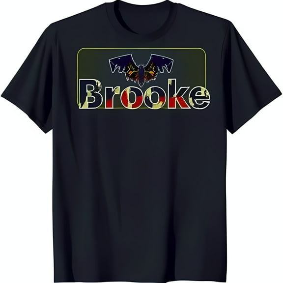 Black T-Shirt with Colorful Rectangular Bat Design 'Brooke' Graphic Tee