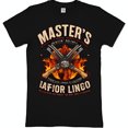 Black TShirt with Crossed Keys on Fire & Master Lafior Lingo Design
