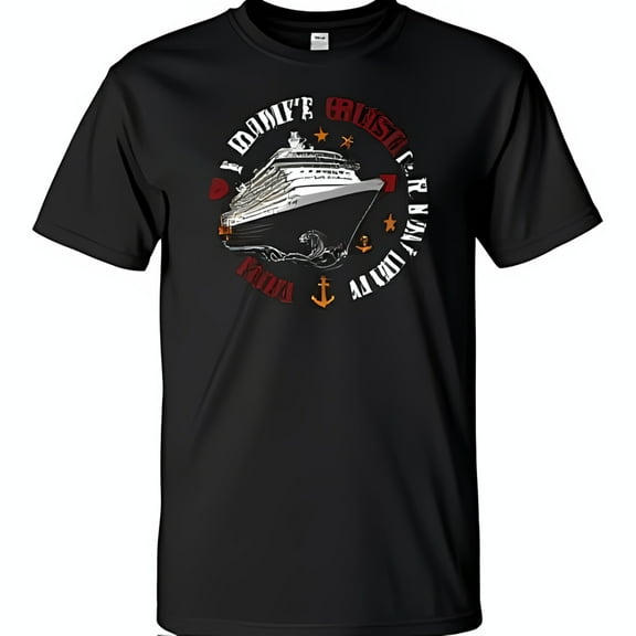 Black T-Shirt with Cruise Ship Anchors & Run Away With The Sea Design