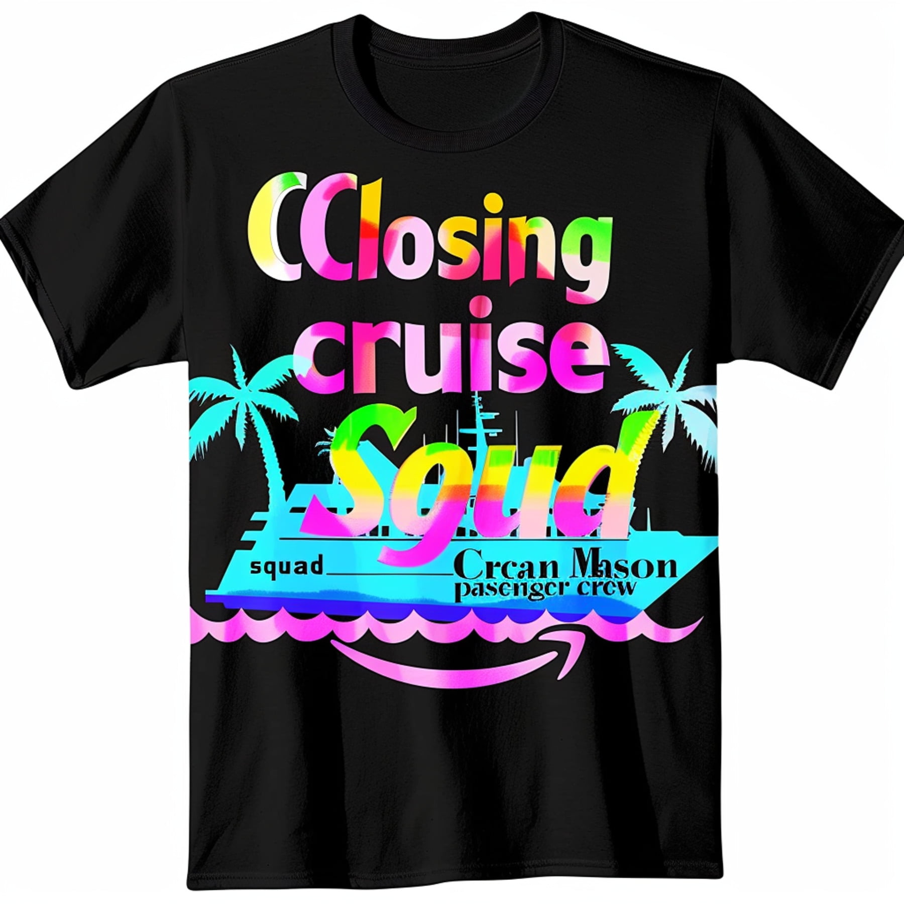 Black T Shirt with Cruise Squad Design & 2024 Integration Colorful ...