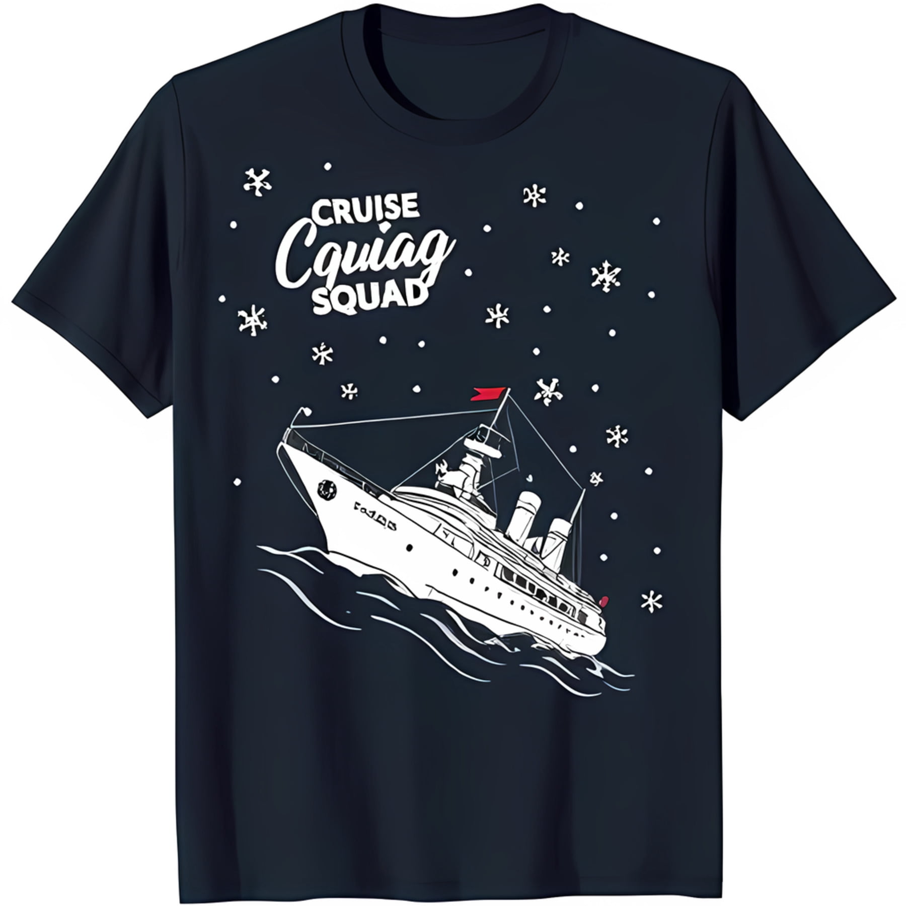 Black TShirt with 'Cruise Squig Squad' Graphic & Ship Outline for 'The