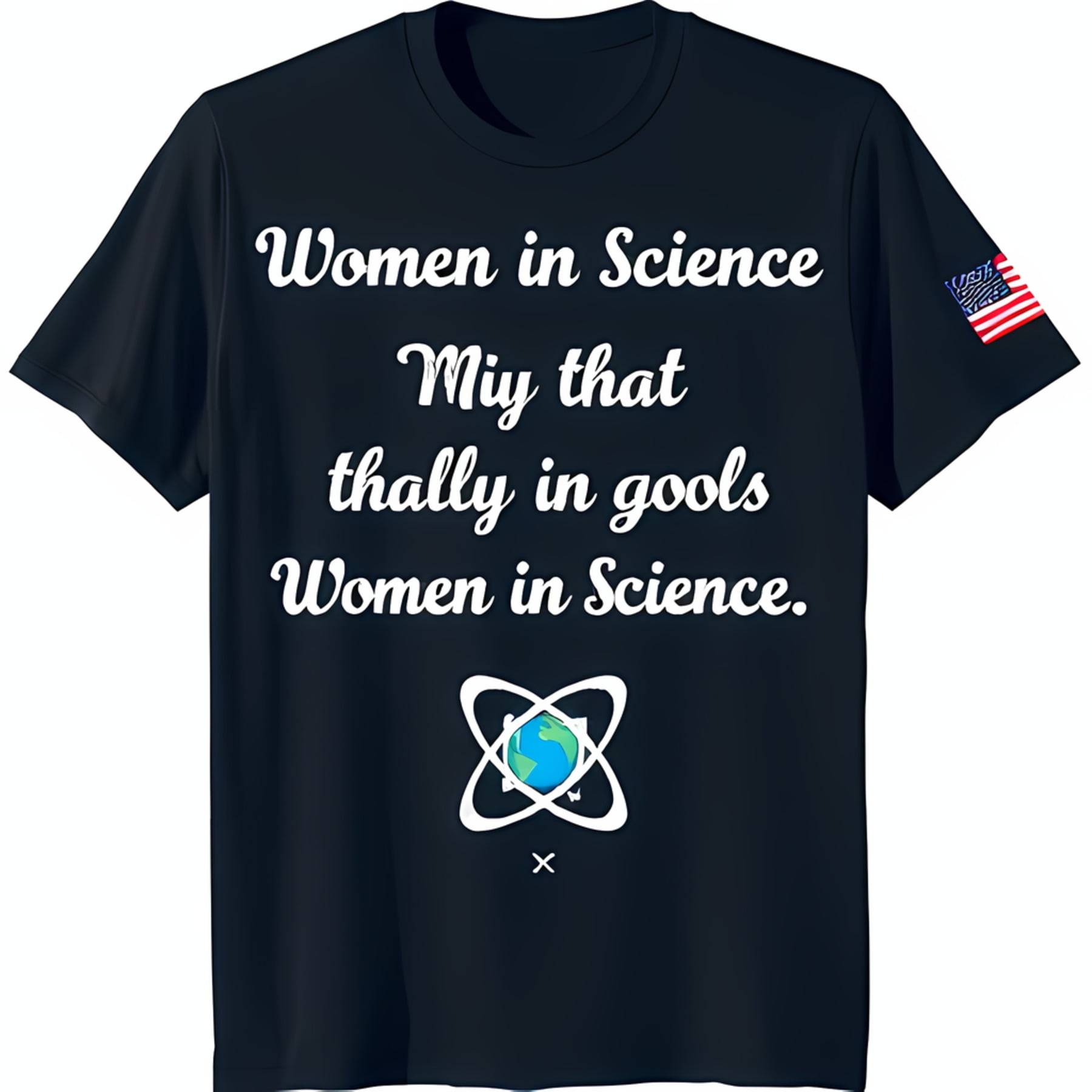 Black T-Shirt with Cursive 'Women in ' Text & Earth Symbol - Walmart.com