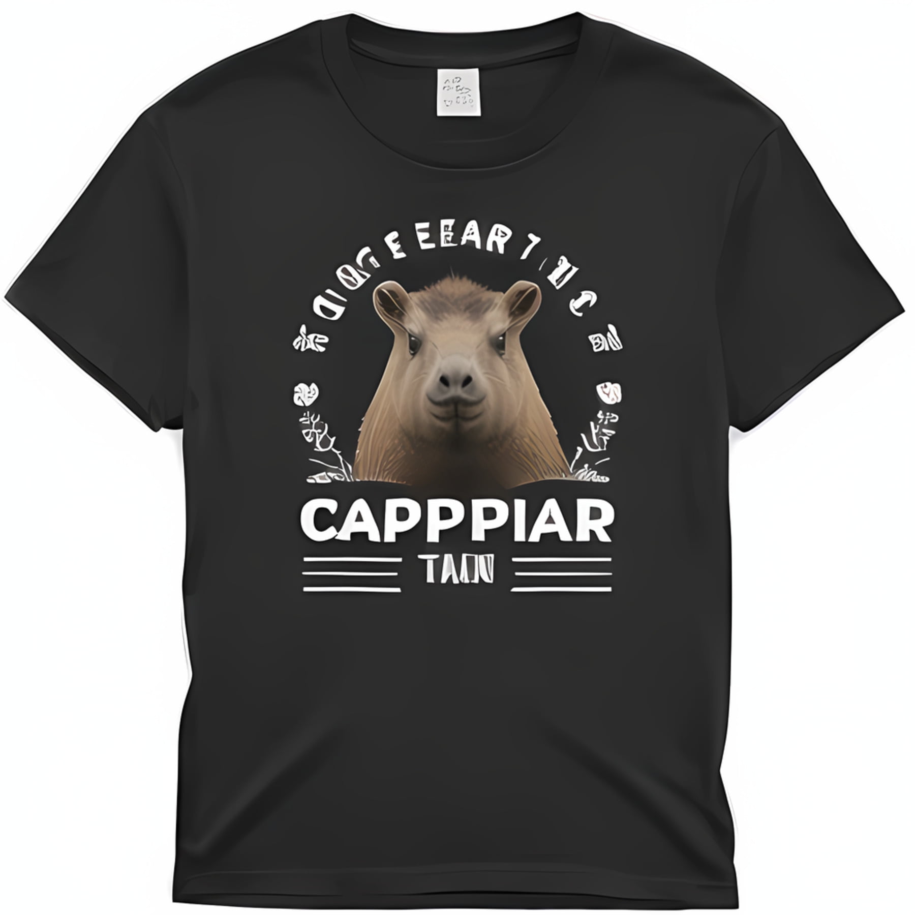 Black T Shirt With Cute Capybara Design Fear Of Capybaras Whitefont