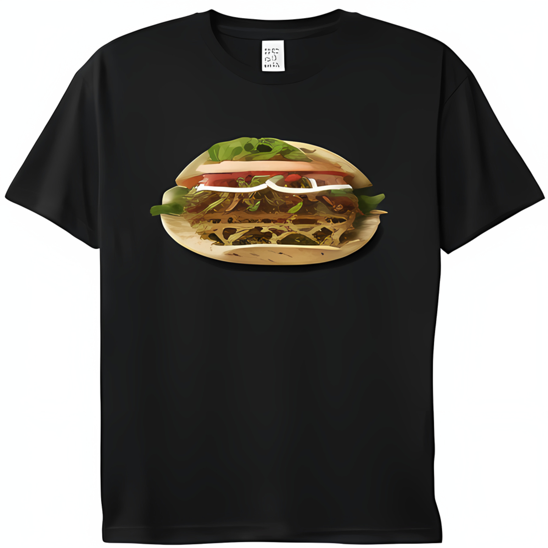 Black TShirt with Delicious Pita Sandwich Design
