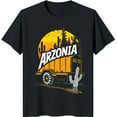 Black TShirt with Desert Sunset Truck & Trailer Design 'Arzonia' Cacti
