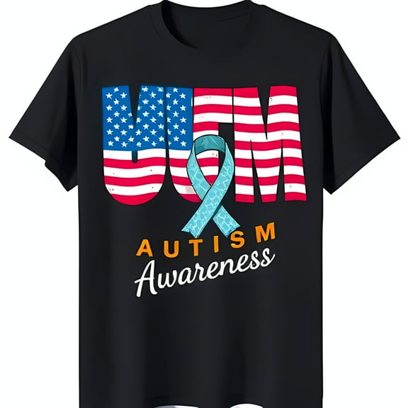 Black T-Shirt with Design & Teal Ribbon for Awareness