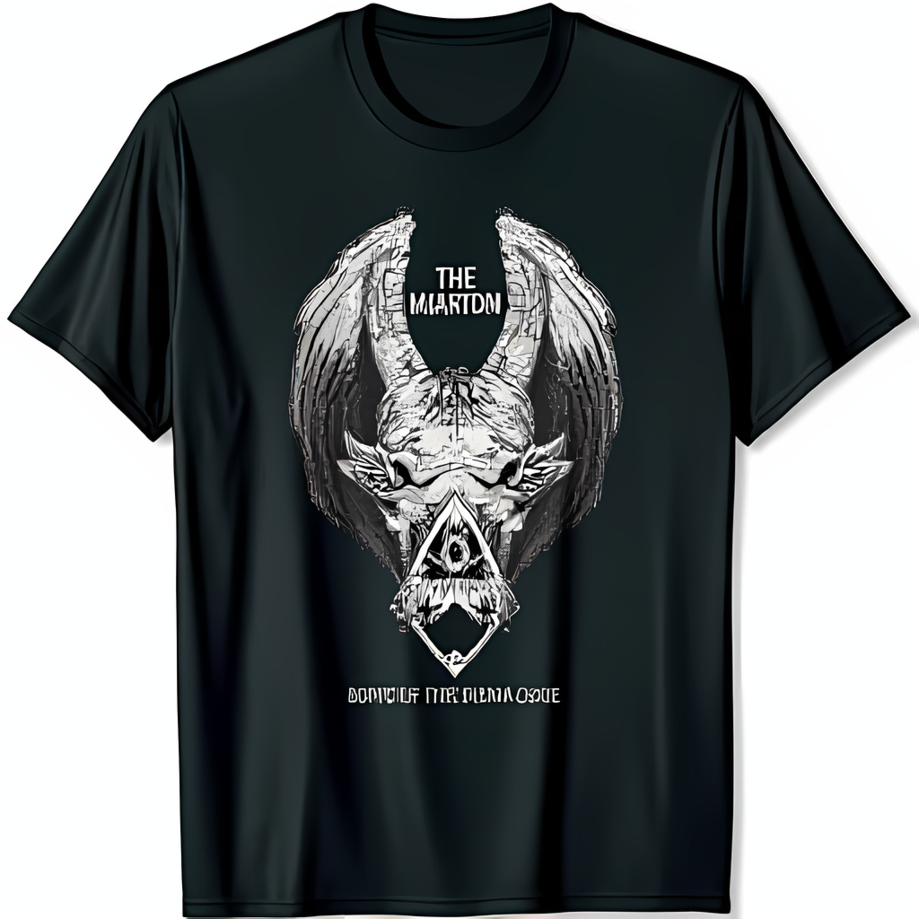 Black TShirt with Detailed Demonic Creature Graphic 'THE MARTON