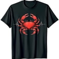thumbnail image 1 of Black T-Shirt with Detailed Red Crab Design and Heartbeat Graphic for Crab Lovers, 1 of 5