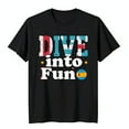 Black TShirt with 'Dive into Fun' Design Bold White Text Red & Blue