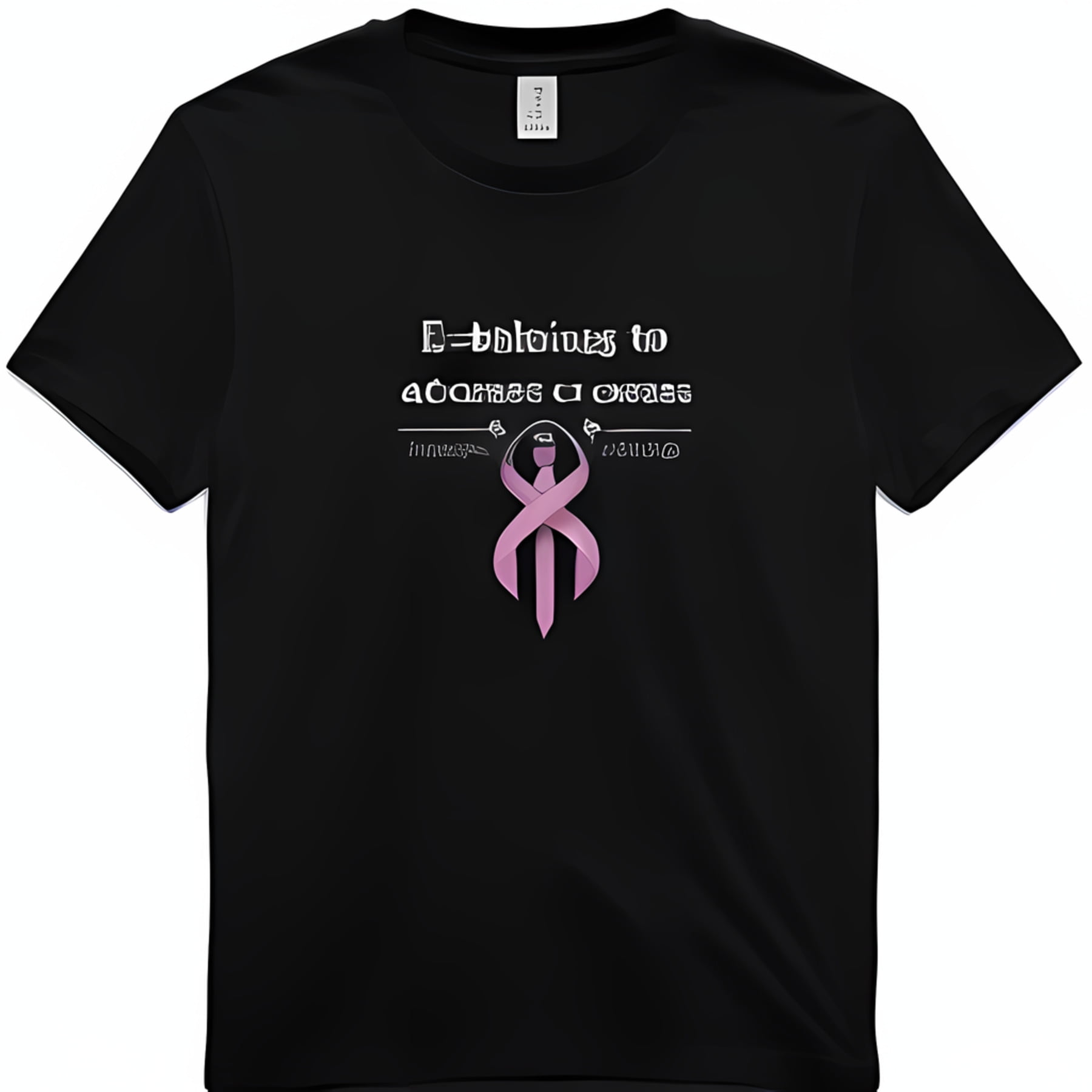 Black T-Shirt with 'Ecollege' Text Symbol Awareness Ribbon Minimalist ...