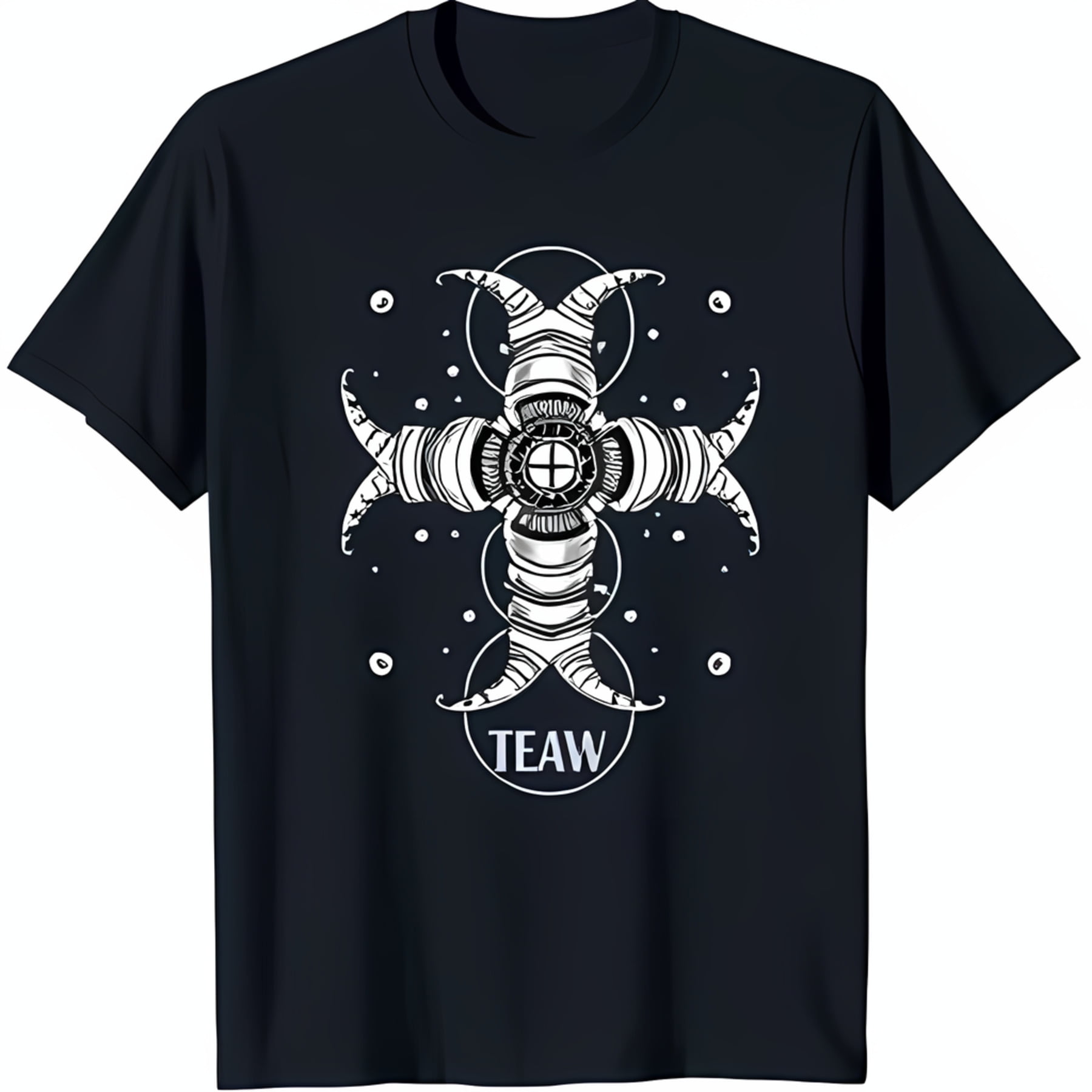 Black T-Shirt with Eye Inspired Graphic Design and 'TEAW' Text Below ...