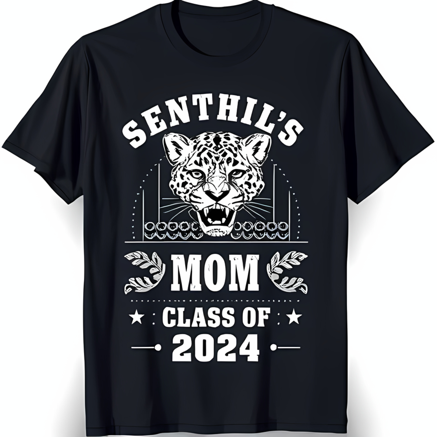 Black TShirt with Fierce White Head Senthil's Mom Class of 2024