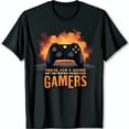 Black TShirt with Fiery Controller Design Gamer Humor Tee