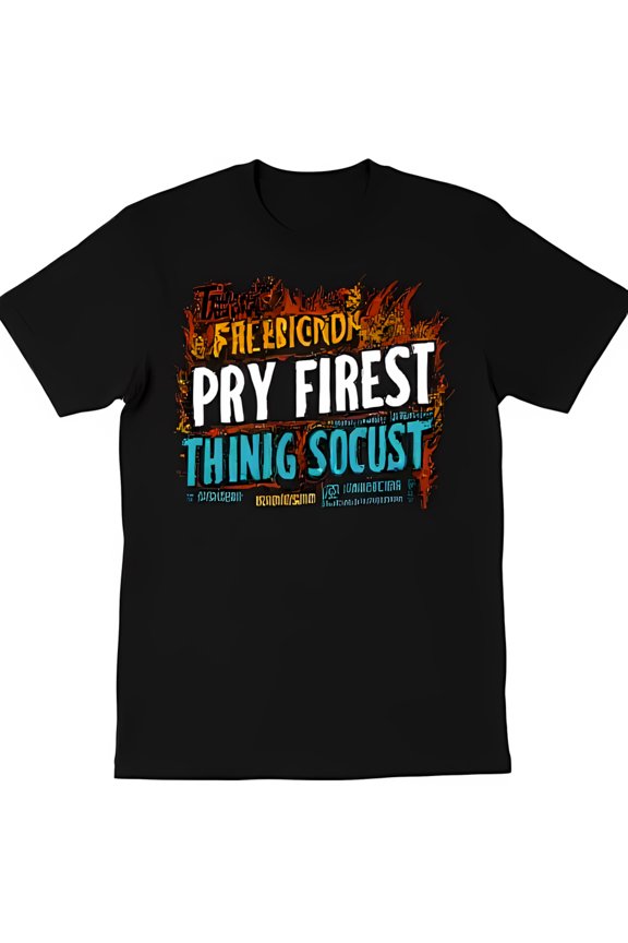 Black T-Shirt with Fiery Graphic FREEBIRDN & PRY FIREST Design