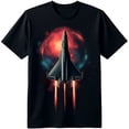 thumbnail image 1 of Black T-Shirt with Fighter Jet Graphic in Colorful, 1 of 5