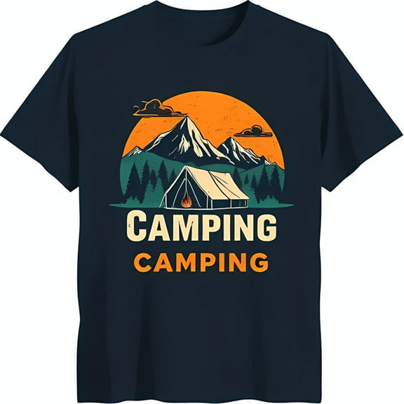 Black T-Shirt with Fun Camping Graphic for Enthusiasts