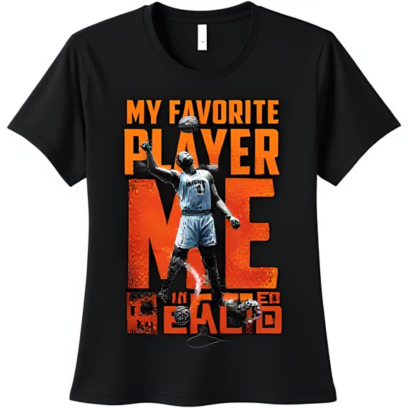 Black T-Shirt with Fun Design 'My Favorite Player ME' Graphic