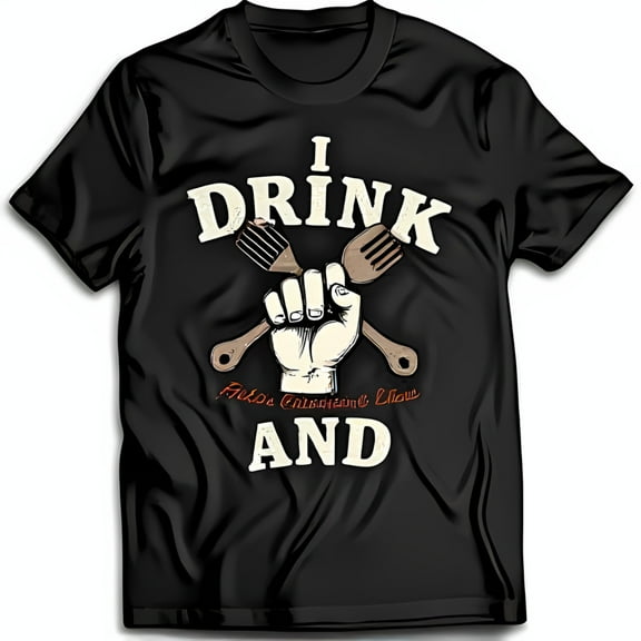 Black T-Shirt with Fun Graphic: I Drink and I Know Things