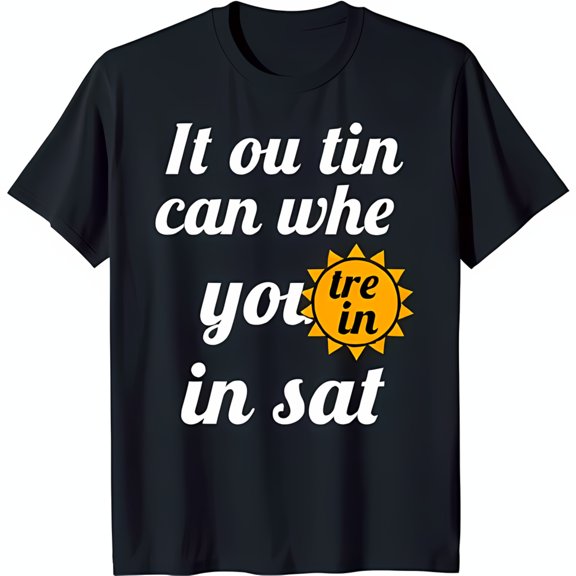 Black T-Shirt with Fun 'It whe you tre in sat' Design & Sun Graphic