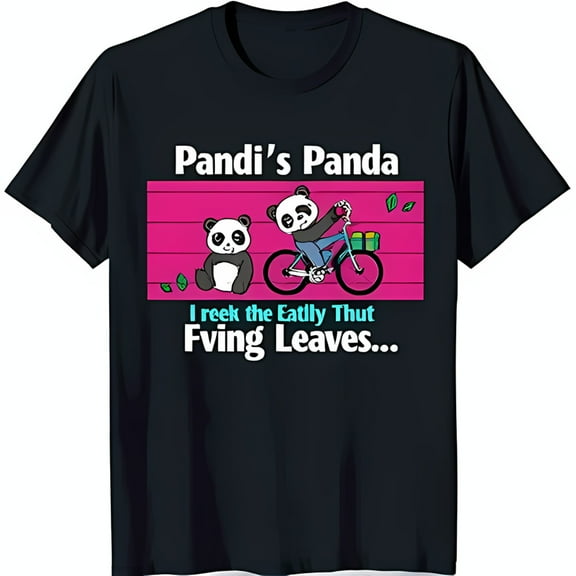 Black T-Shirt with Fun Panda Graphic & Text Pandi's Panda