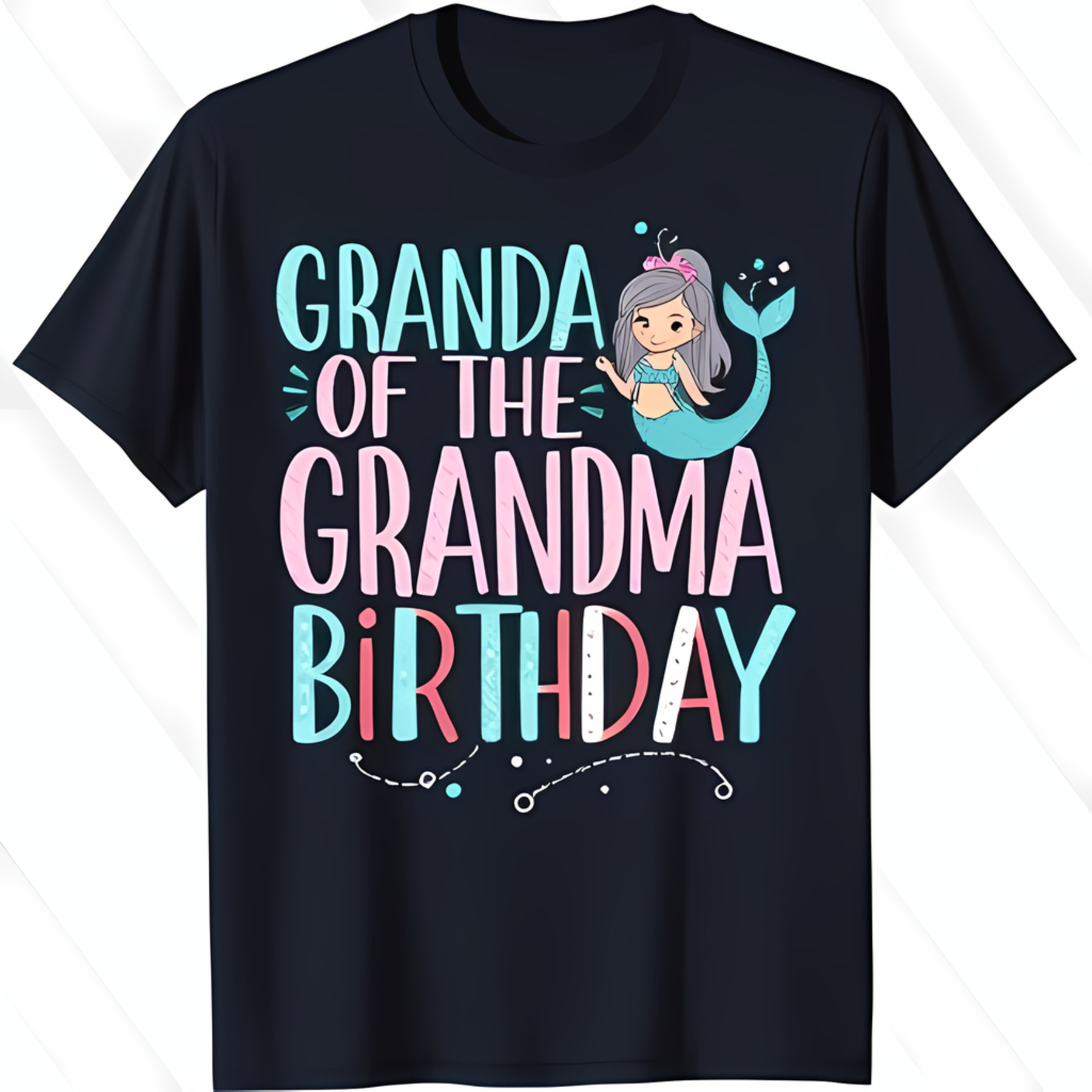 Black TShirt with 'GRANDA OF THE GRANDMA BIRTHDAY' Text & Cartoon