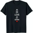 Black TShirt with Gemini Symbol & Crown 'I Love My Gemini' Graphic