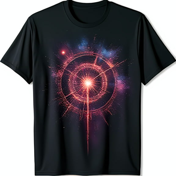 Black T-Shirt with Geometric Chest Graphic Unique Design