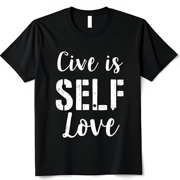 Black T-Shirt with Give is Self Love Graphic Short Sleeves