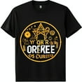 Black TShirt with Gold Circle Star Eye Graphic & Ancient Design