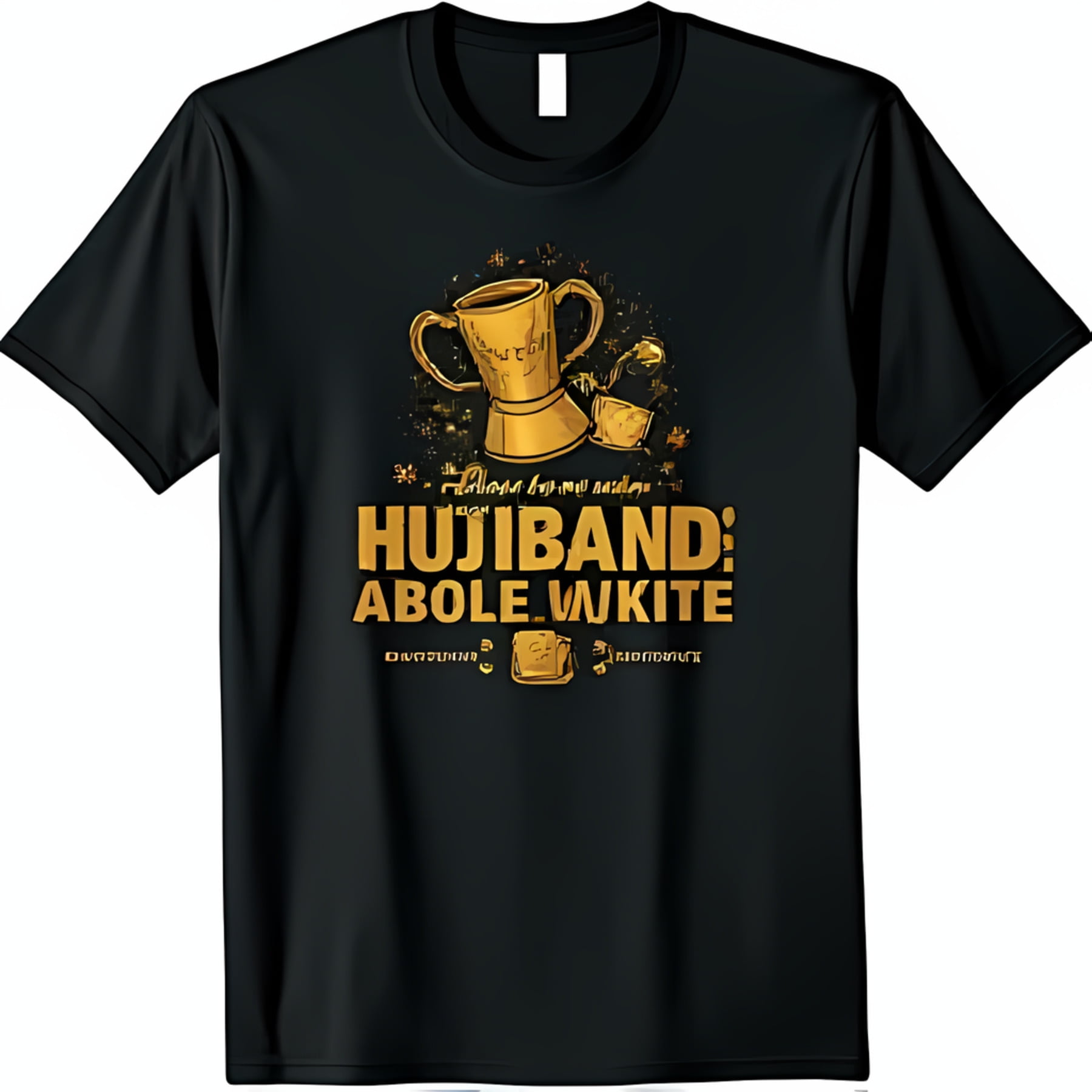 Black T-Shirt with Gold Design & HUJI BAND ABOL WKITE Text - Walmart.com